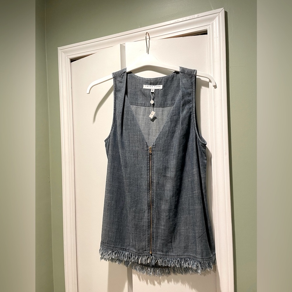 Trina Turk denim vest/shirt zippered size M